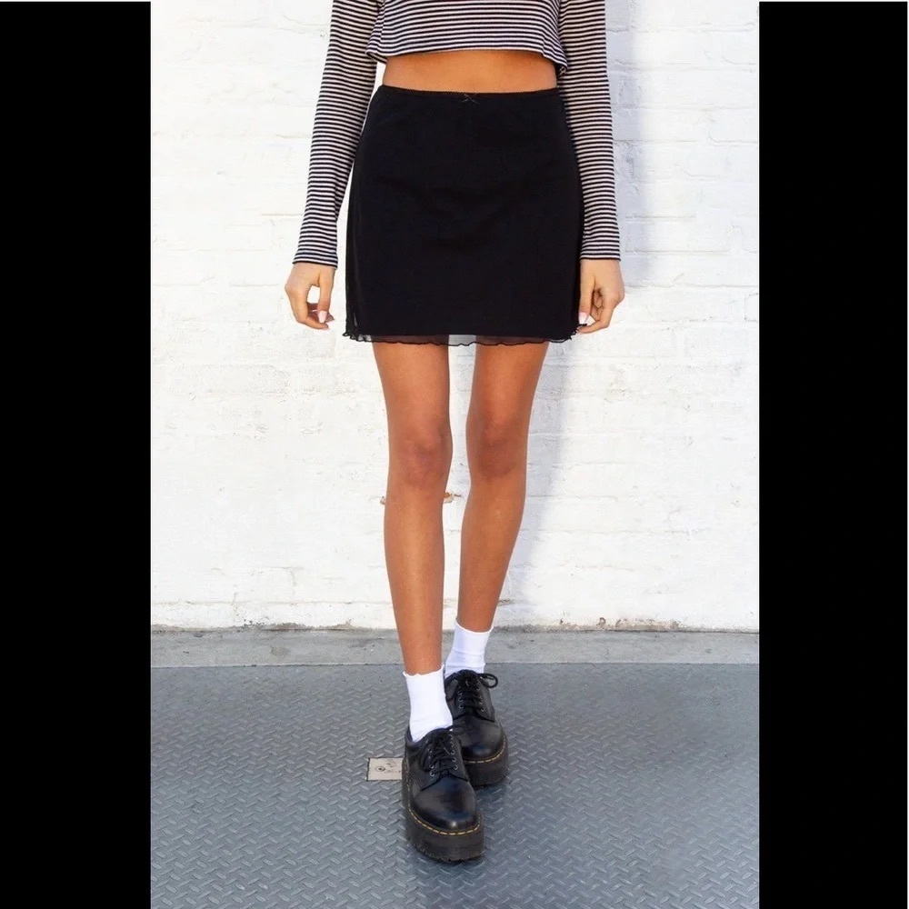 Brandy Melville Black Mini Skirt with ruffle - Women's Skirt
